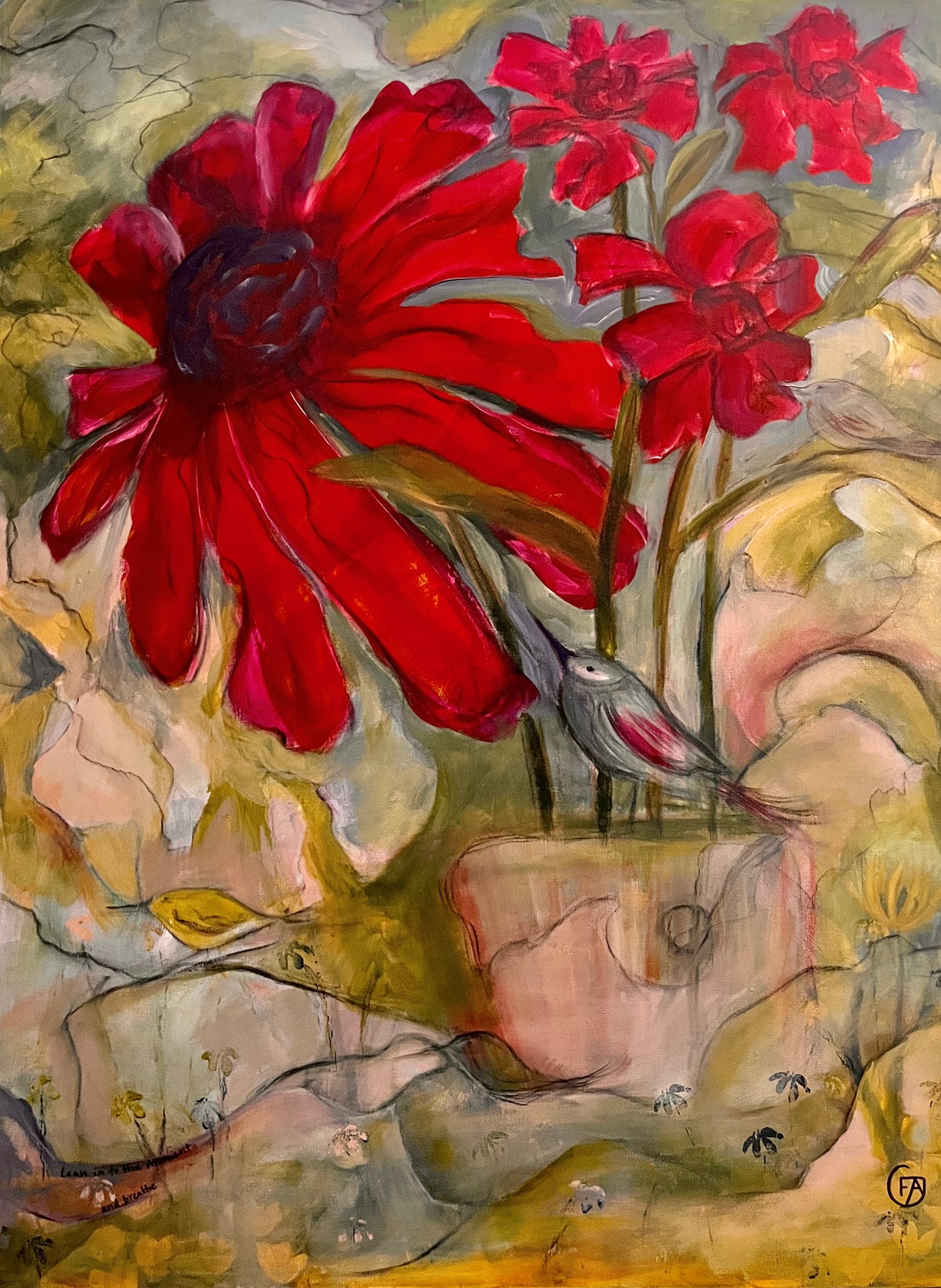 Lean Into the Moment and Breathe - 30" x 40"